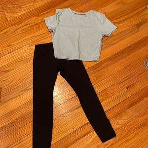 Matching set kids zyia leggings size 8-9 and womens wild fable t-shirt size sm
